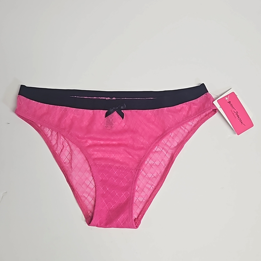 Betsey Johnson intimates lace sheer pink panties women's size medium